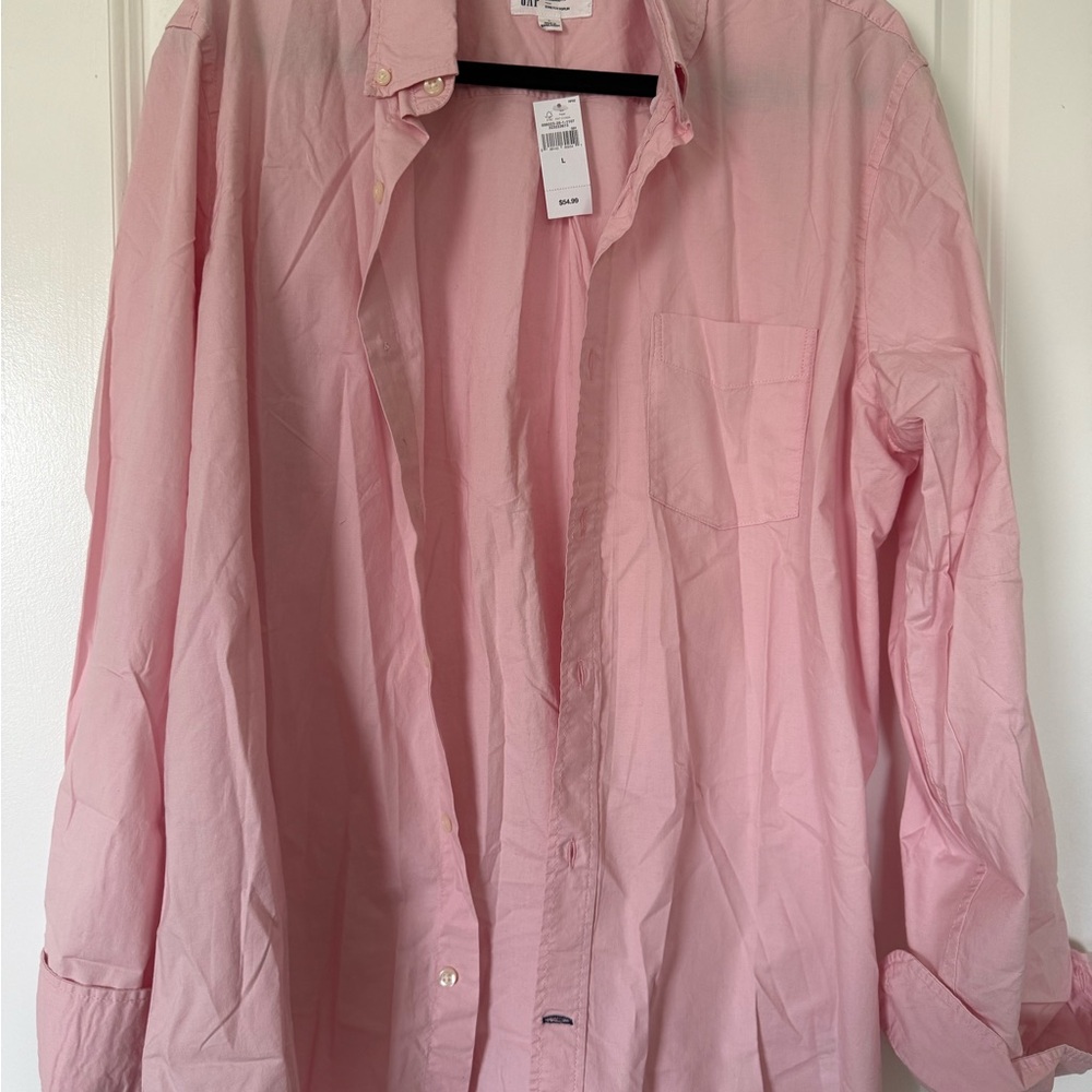 NWT GAP Stretch Poplin Men’s Pink Shirt in Standard Fit